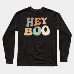 Hey Boo Groovy Spooky Halloween Design Gift Men Women Kids Long Sleeve T-Shirt